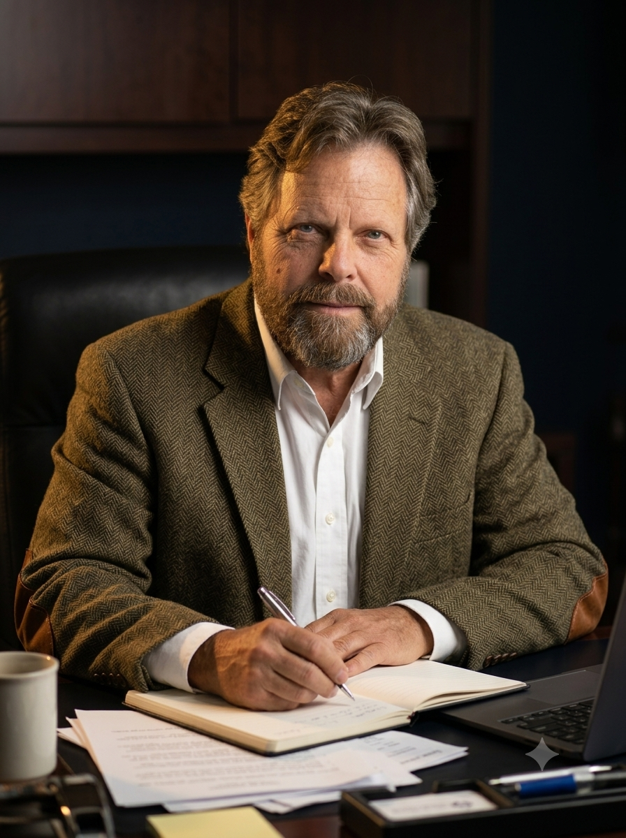 Portrait of J. Bruce Eickelman in tweed jacket
